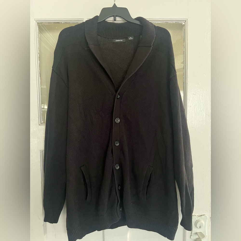 Claiborne Men's Black Cardigan Sweater